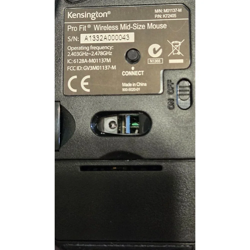 Kensington M01137-M Wireless Mouse Pro Fit Ergonomic Computer PC Mid-Size